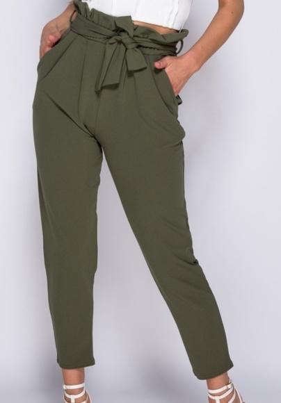 olive green high waisted pants